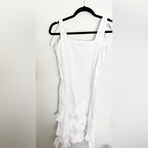 Cleobella Zane Dress Swiss Dot Ruffle Tiered Pinafore Bow Sleeve - Picture 7 of 8